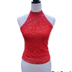 SOGO STRETCHY BEADED BEAUTIFUL WOMEN'S TOP | RED | SIZE S/M